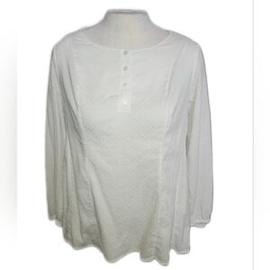 Lane Bryant White Lined Lightweight Pin Dot Fabric Blouse, 18